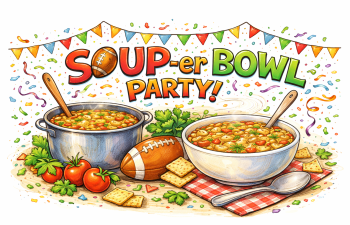 graphic image for SOUPer Bowl party