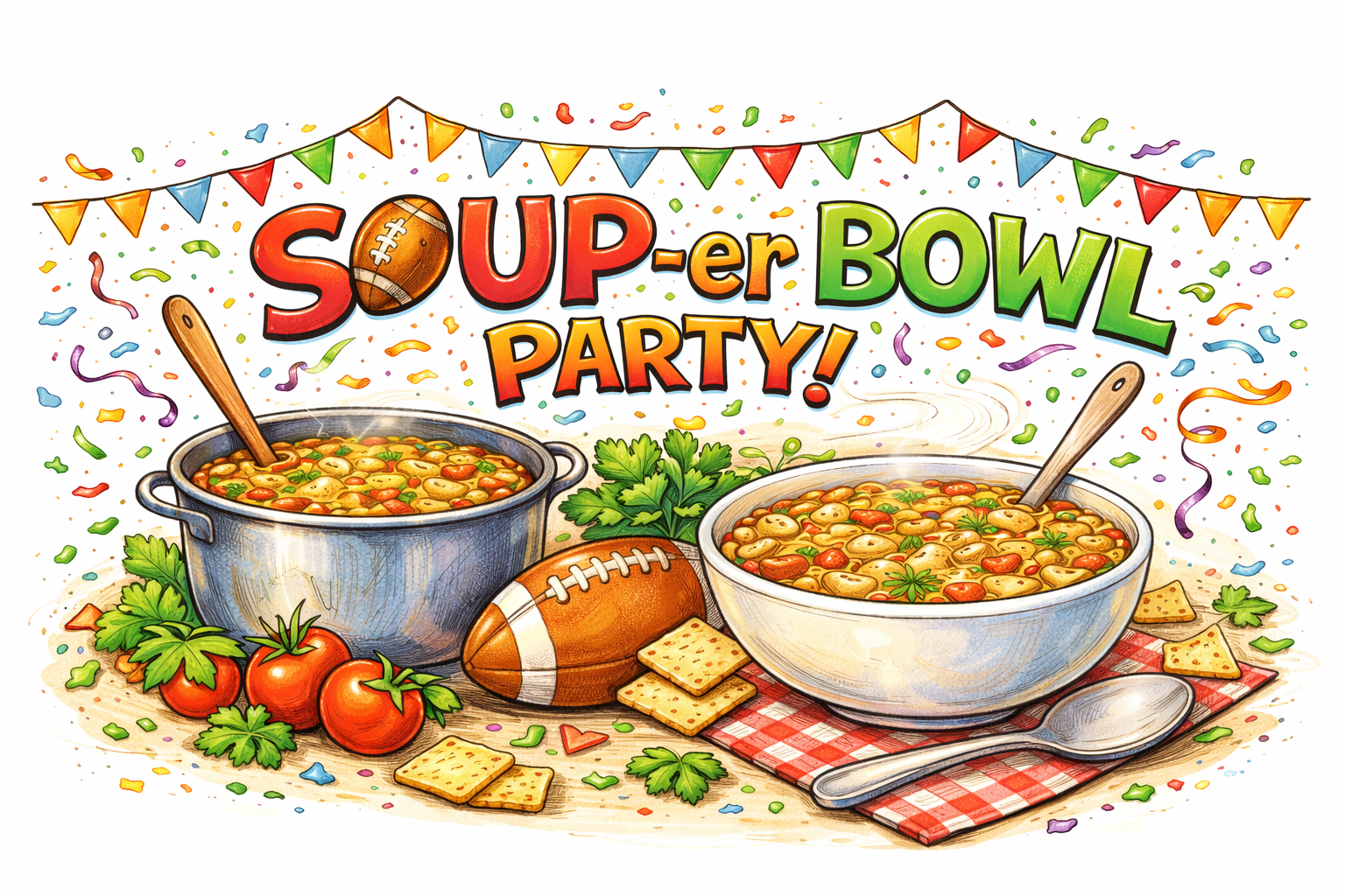 graphic image for SOUPer Bowl party